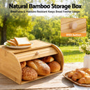 Artiss Bamboo Bread Box Bin Roll Top Kitchen Countertop Storage 45cm Natural-6