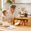 Artiss Bamboo Bread Box Bin Roll Top Kitchen Countertop Storage 45cm Natural-7