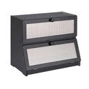 Artiss Bamboo Bread Box 2-Tier Kitchen Countertop Storage 40cm Black-9