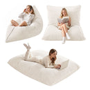 Artiss 3 in 1 Bean Bag Chair Cover (No Filler) Convertible Bean Bag for Adults, Corduroy Stuffed Animal Storage Bean Bag Cover Washable for Living Room Bedroom, Beige-2
