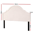 Artiss Bed Frame Bed Head Headboard King Velvet IRIS Beige-2