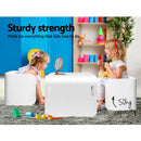 Keezi 3PCS Kids Table and Chairs Set Multifunctional Storage Desk White-5