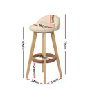 Artiss 2x Bar Stools Padded Leather Wooden Beige-3
