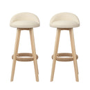Artiss 2x Bar Stools Padded Leather Wooden Beige-6