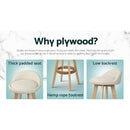 Artiss 2x Bar Stools Padded Leather Wooden Beige-9