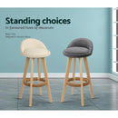 Artiss 2x Bar Stools Padded Leather Wooden Beige-11