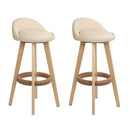Artiss 2x Bar Stools Padded Leather Wooden Beige-15