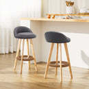 Artiss 2x Bar Stools Padded Linen Wooden Grey-1