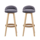 Artiss 2x Bar Stools Padded Linen Wooden Grey-5