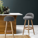 Artiss 2x Bar Stools Padded Linen Wooden Grey-14