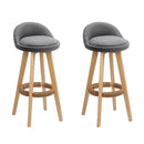 Artiss 2x Bar Stools Padded Linen Wooden Grey-15