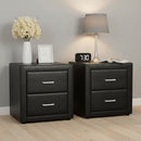 Artiss 2X Bedside Table 2 Drawers Side Table Leather - CADEN Black-1