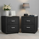 Artiss 2X Bedside Table 2 Drawers Fabric - CADEN Charcoal-1