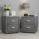 Artiss 2X Bedside Table 2 Drawers Side Table Fabric - CADEN Grey-1