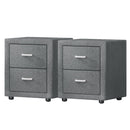Artiss 2X Bedside Table 2 Drawers Side Table Fabric - CADEN Grey-7