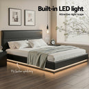 Artiss Lumi LED Bed Frame PU Leather Gas Lift Storage - Black King-6