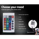 Artiss Lumi LED Bed Frame Fabric Gas Lift Storage - Grey Queen-5