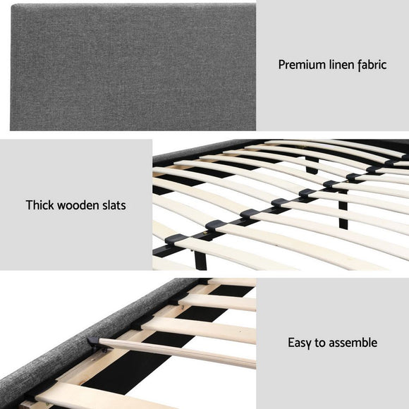 Artiss Neo Bed Frame Fabric - Grey Queen
