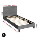 Artiss Neo Bed Frame Fabric - Grey Single-3