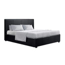Artiss Nino Bed Frame PU Leather - Black Queen-1