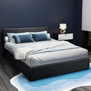 Artiss Nino Bed Frame PU Leather - Black Queen-2