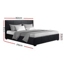 Artiss Nino Bed Frame PU Leather - Black Queen-3