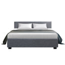 Artiss Bed Frame Queen Size Gas Lift Base -NINO Grey-2