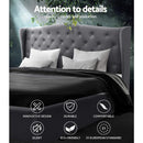 Artiss Pier Bed Frame Fabric - Grey King-4