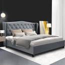 Artiss Pier Bed Frame Fabric - Grey King-8