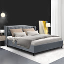Artiss Pier Bed Frame Fabric - Grey Queen-8