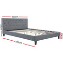 Artiss Bed Frame Queen Size Grey VANKE-2