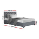 Artiss Vila Bed Frame Fabric Gas Lift Storage - Grey King Single-4