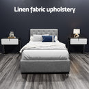 Artiss Vila Bed Frame Fabric Gas Lift Storage - Grey King Single-10
