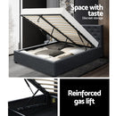 Artiss Vila Bed Frame Fabric Gas Lift Storage - Charcoal Queen-10