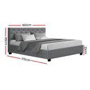 Artiss Vila Bed Frame Fabric Gas Lift Storage - Grey Queen-4