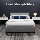 Artiss Vila Bed Frame Fabric Gas Lift Storage - Grey Queen-9