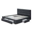 Artiss Avio Bed Frame Fabric Storage Drawers - Charcoal Double-3