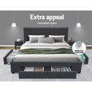 Artiss Bed Frame King Size with 4 Drawers Charcoal AVIO-5