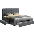 Artiss Avio Bed Frame Fabric Storage Drawers - Grey King-1