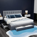 Artiss Avio Bed Frame Fabric Storage Drawers - Grey King-8