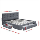 Artiss Bed Frame Queen Size with 4 Drawers Grey AVIO-2