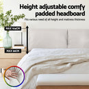 Artiss Double Bed Frame RGB LED Floating Beds Adjustable Headboard Beige White-6