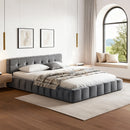 Artiss Double Size Bed Frame Plush Soft Headboard Velvet Platform Base for Modern Bedrooms Grey-1