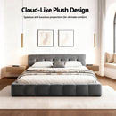 Artiss Double Size Bed Frame Plush Soft Headboard Velvet Platform Base for Modern Bedrooms Grey-3