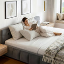 Artiss Double Size Bed Frame Plush Soft Headboard Velvet Platform Base for Modern Bedrooms Grey-7