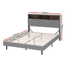 Artiss Bed Frame Double Size LED Mattress Base Platform with Storage Shelf Hidden Storage Box Grey-2