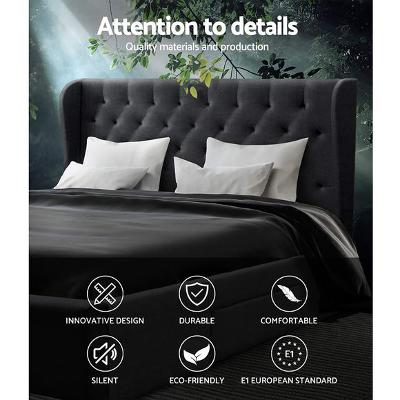 Artiss Mila Bed Frame Storage Drawers Fabric - Charcoal King