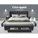 Artiss Bed Frame Queen Size with 4 Drawers Charcoal MILA-4