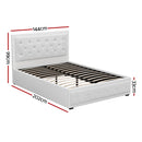 Artiss Tiyo Bed Frame PU Leather Gas Lift Storage - White Double-3