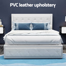 Artiss Tiyo Bed Frame PU Leather Gas Lift Storage - White Double-9